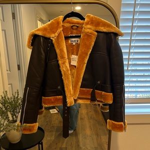 Walter Baker leather fur jacket S